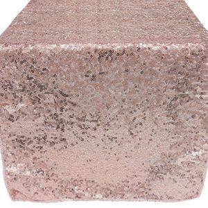 Set of 4 Rose Gold Blush Sequin Long Table Runner 9 ft Long